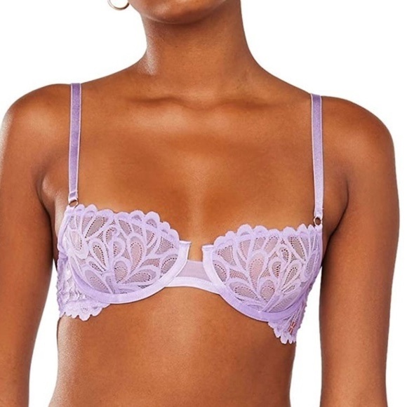 Savage x Fenty Savage Not Sorry Unlined Lace Balconette Bra in Lavender 32B - Picture 2 of 11